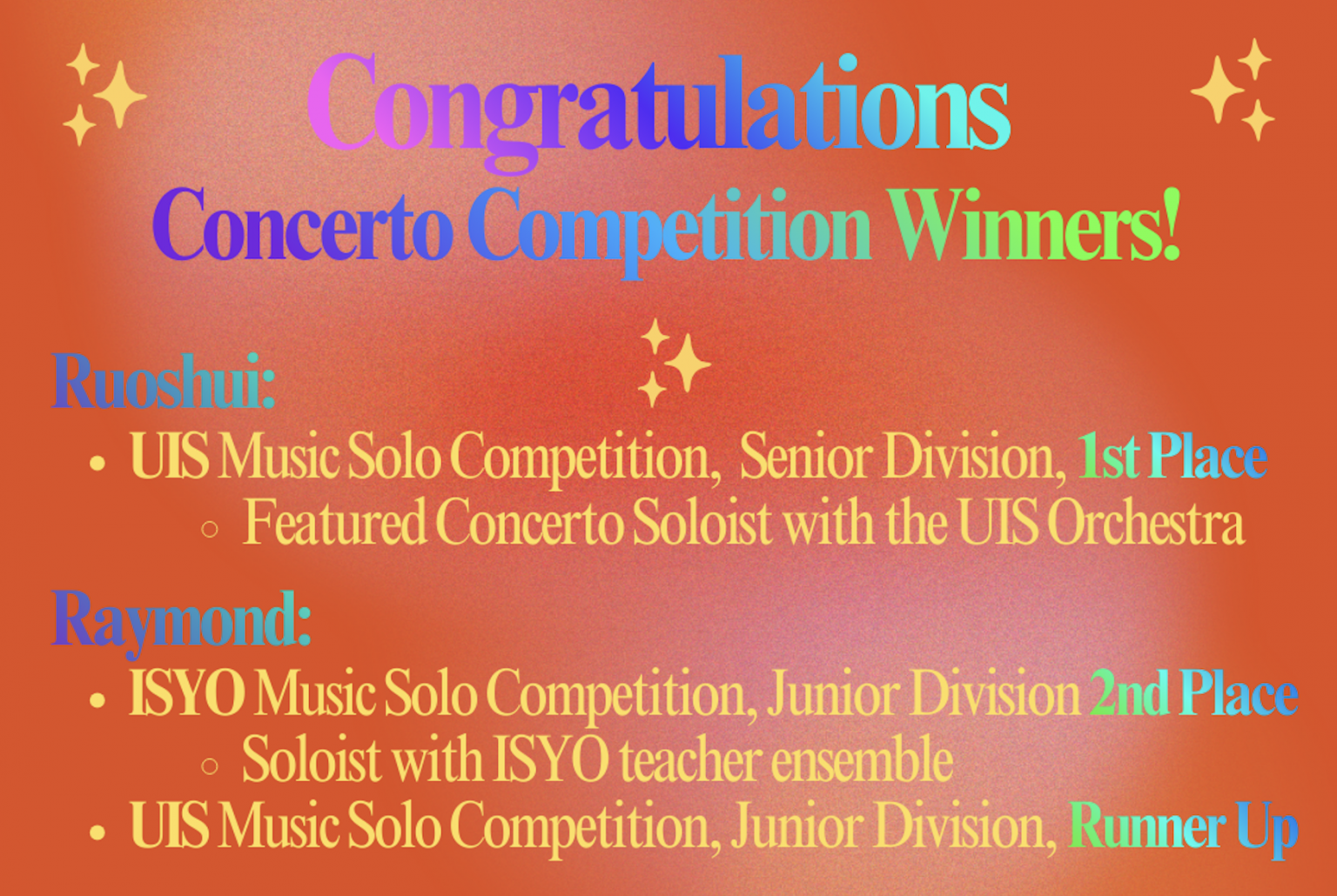 Congratulations ISMTA Concerto Competition Winners!